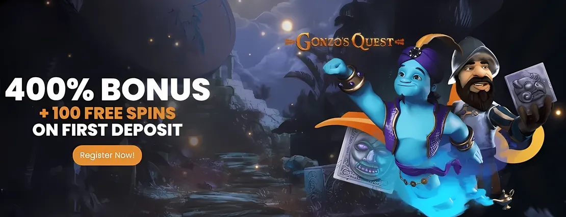 Golden Genie Casino: 400% bonus and 100 free spins, Gonzo's Quest